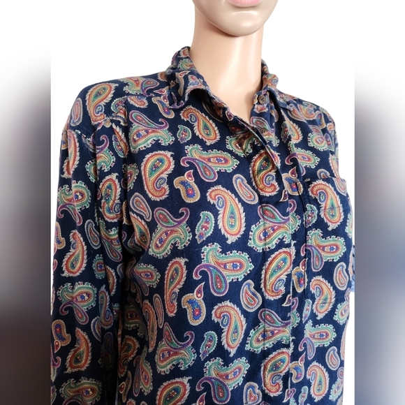Liz Sport Jewel Tone Paisley Button Down - Picture 2 of 7
